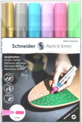 Dekormarker készlet, akril, 4 mm, SCHNEIDER "Paint-It 320", 6 különböző szín